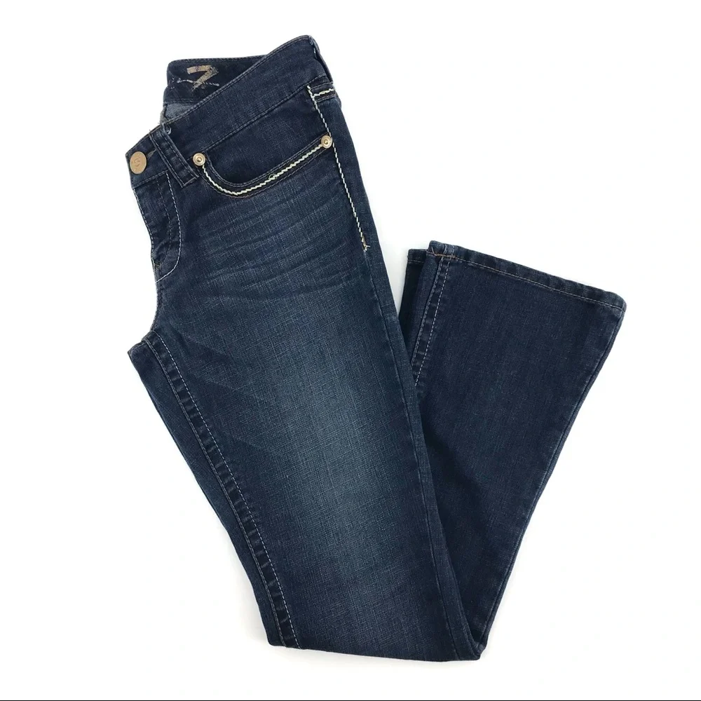 Seven7 Rocker Slim Dark Wash Mid Rise Bootcut Denim Jeans Size 8 - Picture 2 of 9